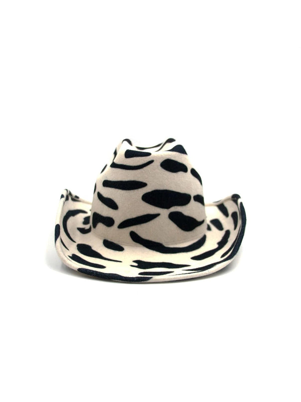 Cappello Fedora Cowboy Animalier FEDORA THE WEST NUDE SPOTTED WHITE NINETOWEAR 