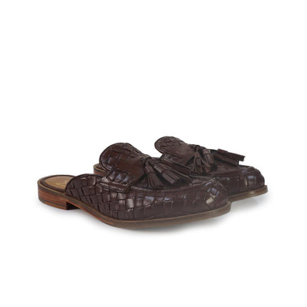 Taj Sandalo Sabot Donna in Pelle Intrecciata Marrone 110 TOLEDO DARK BROWN Taj 