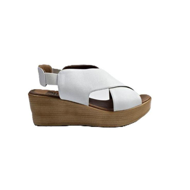 Bueno Sandali Donna con Zeppa in Pelle Bianca L3402 WHITE Bueno 