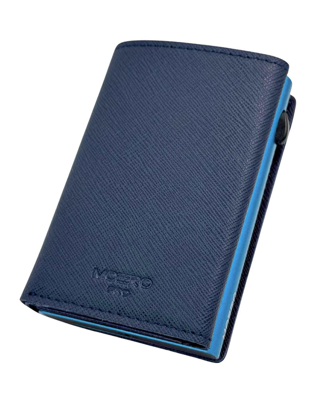 Moero Pro Plus Saffiano Blu Zip Portafoglio Slim - MARIO SPATARELLA