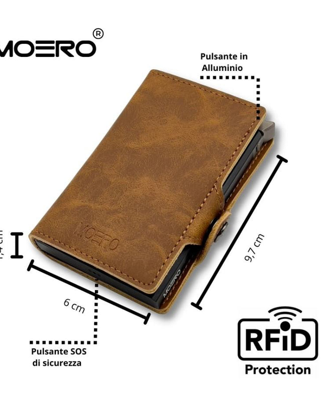 Portafoglio Slim VINTAGE LIGHT BROWN BUFFALO ZIP CUOIO Moero 