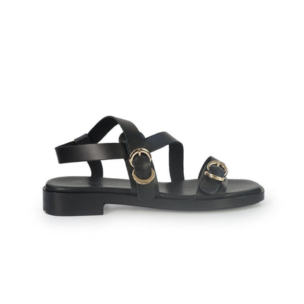 Frau Sandalo Basso Donna in Pelle Nera 87M6 LONDON BLACK Frau 