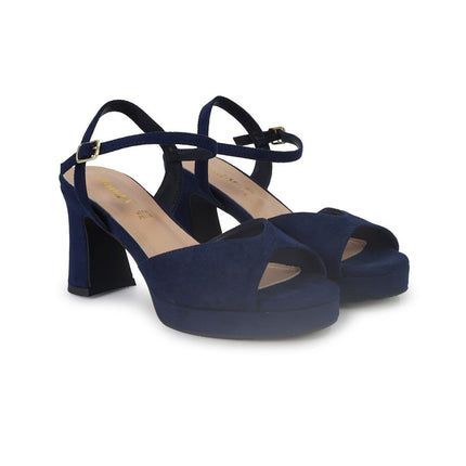 ClaudV Sandali Donna con Tacco e Plateau in Camoscio Blu - MARIO SPATARELLA