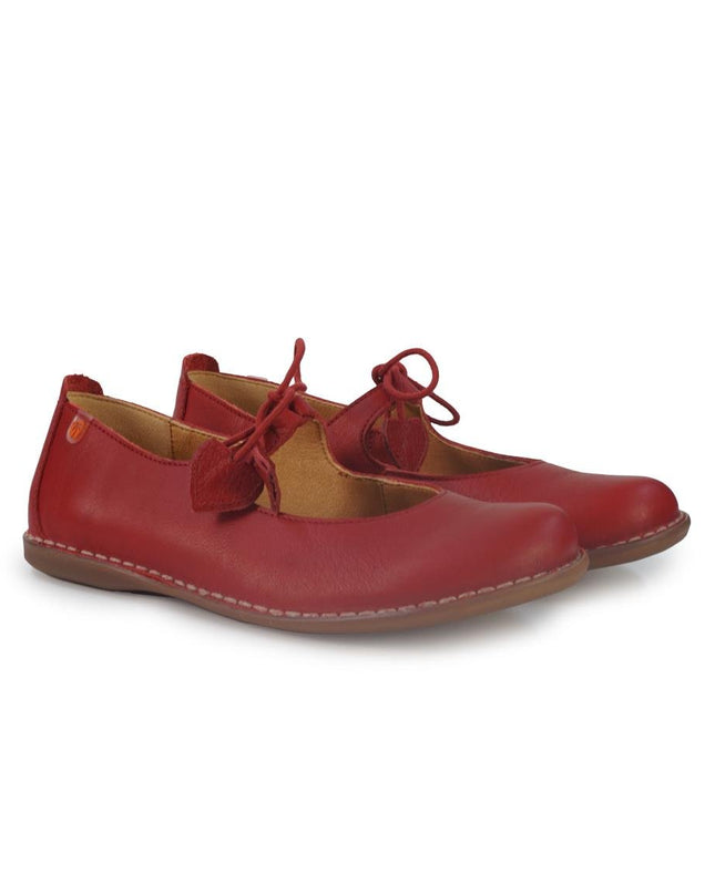 Jungla Ballerina Donna con Lacci in Pelle Rossa - MARIO SPATARELLA