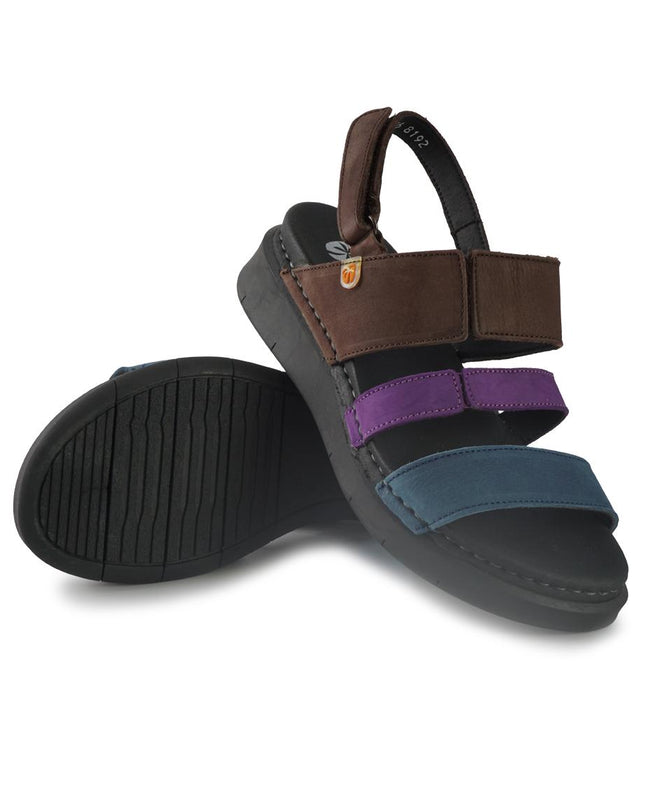 Jungla Sandali Donna Zeppa Bassa in Pelle Multicolor 8192 TINTA Jungla 