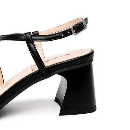 Nero Giardini Sandali Donna con Tacco in Pelle Nera - MARIO SPATARELLA