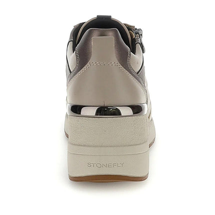 Stonefly Sneakers con Zeppa Lacci e Zip in Pelle Taupe 223107 MINA TAUPE GRAY Stonefly 