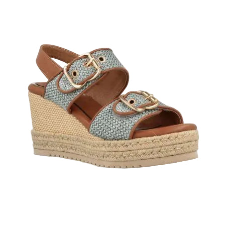 Jeep Sandalo Donna con Zeppa Platform in Tessuto Canvas Jeans Avio - MARIO SPATARELLA