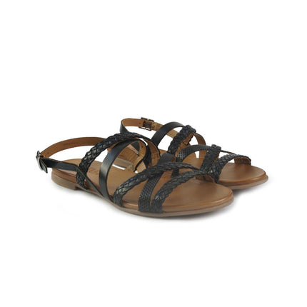 Vueva Sandali Flat Donna in Pelle Nero WD133R89 BLACK Vueva 