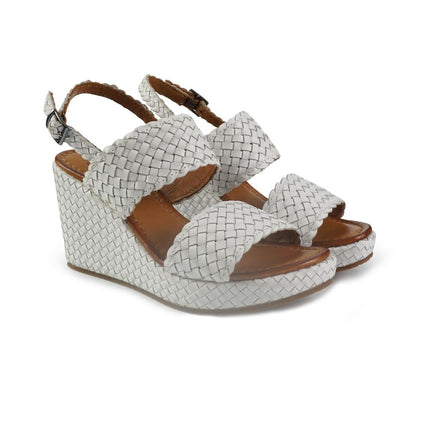 Vueva Sandali Zeppa Alta Donna in Pelle Intrecciata Bianca WD319R13M1 WHITE Vueva 