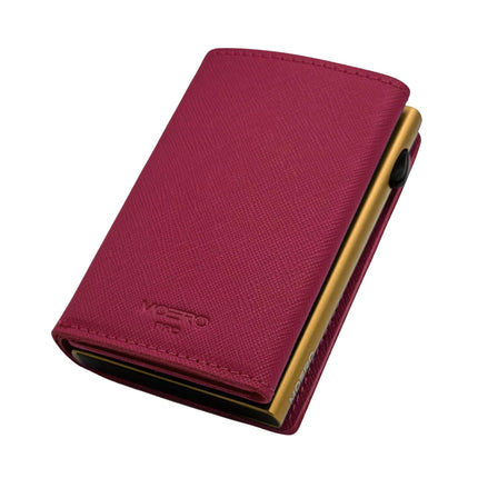 Moero Pro Plus Saffiano Magenta Zip Portafoglio Slim PRO PLUS SAFFIANO MAGENTA ZIP CARD BLACK Moero 