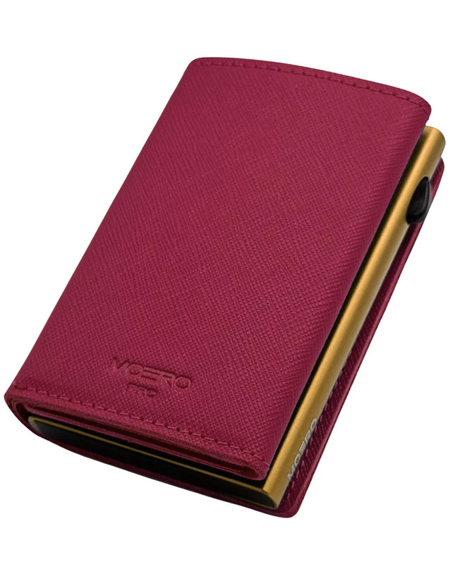 Moero Pro Plus Saffiano Magenta Zip Portafoglio Slim PRO PLUS SAFFIANO MAGENTA ZIP CARD BLACK Moero 