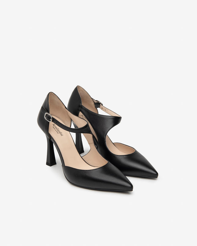 Nero Giardini Decollete con Cinturino alla Caviglia in Pelle Nero E409340DE NERO 100 Nero Giardini 