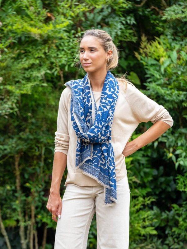 Foulard in Lana Misto Seta Blu - MARIO SPATARELLA