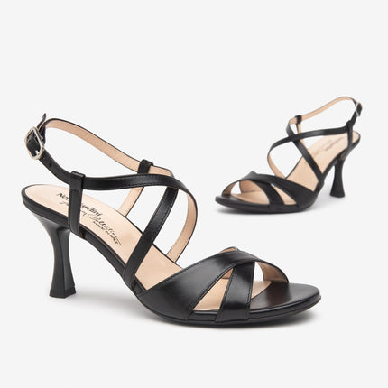 Nero Giardini Sandali Donna con Tacco Rocchetto in Pelle Nero E513200DE NERO 100 Nero Giardini 