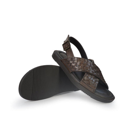 Vueva Sandalo Uomo in Pelle Intrecciata Marrone MD640R12 BROWN Vueva 