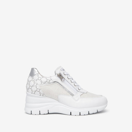 Nero Giardini Sneakers Donna con Zeppa in Pelle Bianca - MARIO SPATARELLA