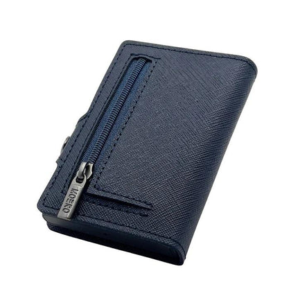 Moero Saffiano Blu Navy Zip Portafoglio Slim - MARIO SPATARELLA