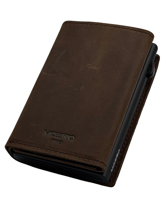 Moero Pro Plus Crazy Horse Cioccolato Zip Portafoglio Slim - MARIO SPATARELLA