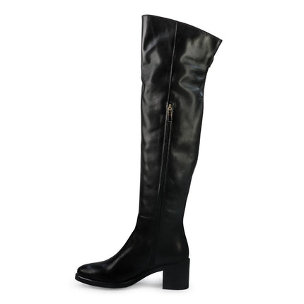 Gianni Crasto Stivale Donna in Pelle Nera con Tacco Medio e Gambale Alto Sopra il Ginocchio 2530G BLACK Gianni Crasto 