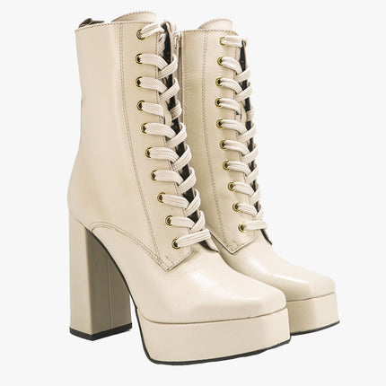 Stivaletti Donna in Pelle con Plateau 788 BEIGE Tsakiris Mallas 
