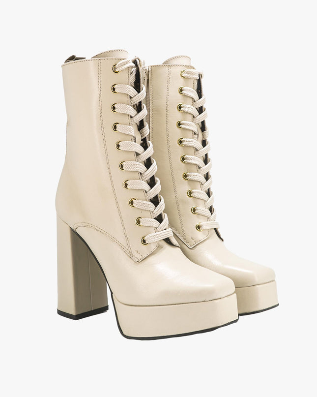 Stivaletti Donna in Pelle con Plateau 788 BEIGE Tsakiris Mallas 