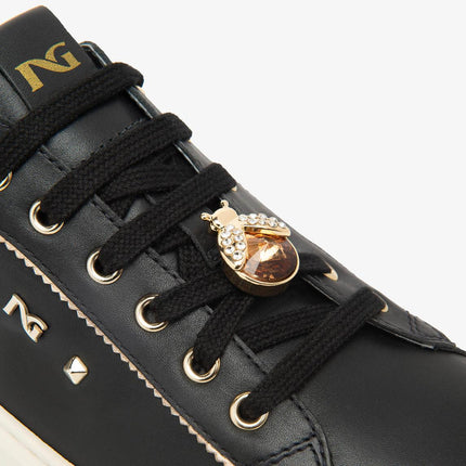 Nero Giardini Sneakers Donna con Charms in Pelle Laminata Nero - MARIO SPATARELLA
