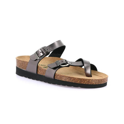Grunland Sandali Infradito Donna Plantare Sughero Doppia Fibbia Antracite CB2438 HOLA ANTRACITE Grunland 