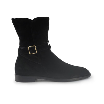 Stivaletti Donna tacco Basso Camoscio Nero 88G6 BLACK Frau 
