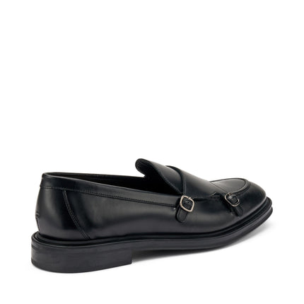 Frau Mocassini Uomo con Doppia Fibbia in Pelle Nero - MARIO SPATARELLA