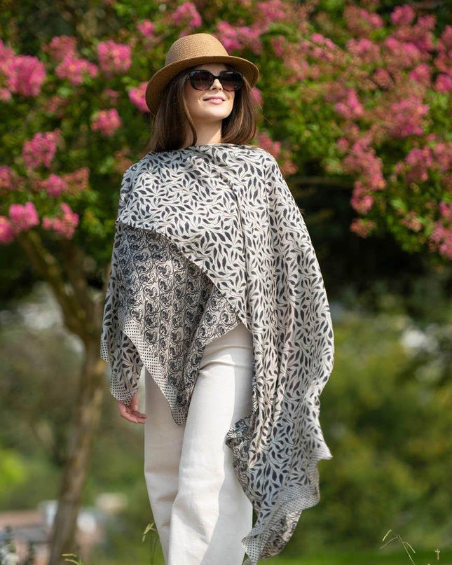 Foulard Pareo in Seta Stampa Nero - MARIO SPATARELLA