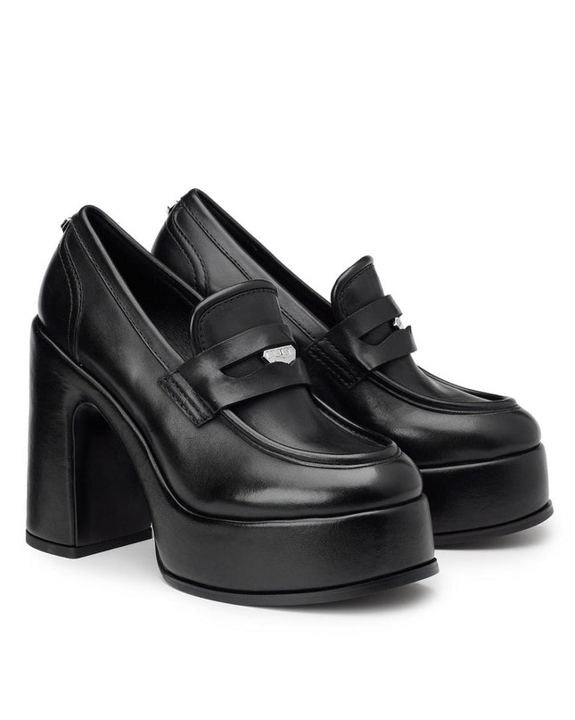 Mocassini Cult Donna con Tacco e Plateau in Pelle Nero CLW410102 BJORK BLACK Cult 