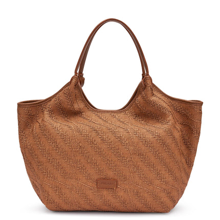 Frau Borsa Donna Shopper con Tracolla in Pelle e Tessuto Caramello B356 EAR Frau 