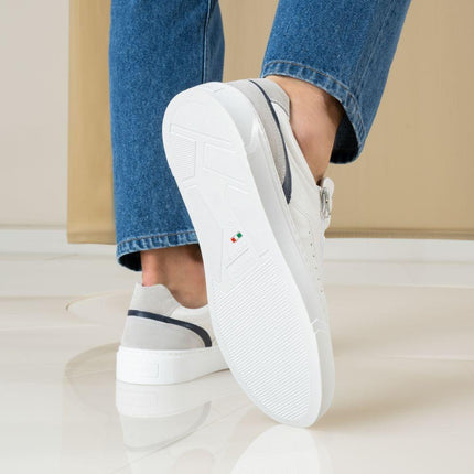 Nero Giardini Sneakers Uomo in Pelle Bianca con Zip E400241U BIANCO 707 Nero Giardini 