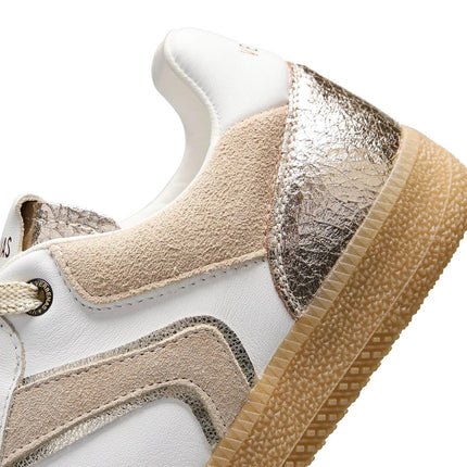 Verbenas Sneakers Bassa Donna in Pelle Bianca Profili Oro - MARIO SPATARELLA