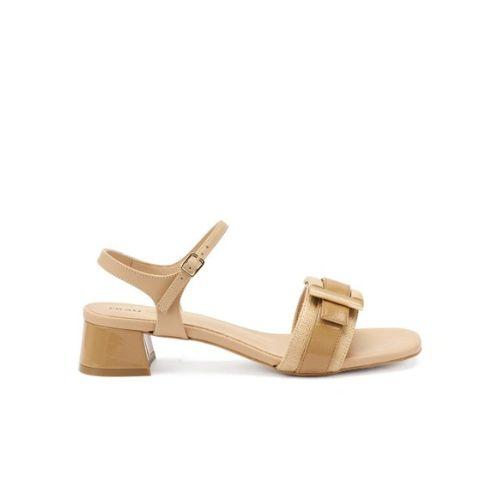 Frau Sandali Donna Tacco Medio in Pelle Biscotto 93H3 COOKIE Frau 