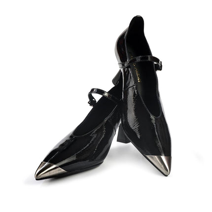 Decollete con Cinturino Bruno Premi a Punta in Vernice Nero BM0402 OLI VET BLACK Bruno Premi 