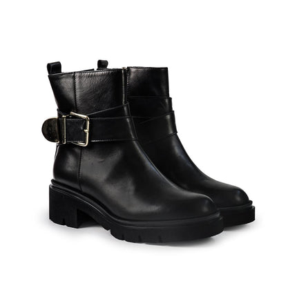Gianni Crasto Stivaletto Donna in Pelle Nera con Tacco Medio e Fibbia 7021 BLACK Gianni Crasto 