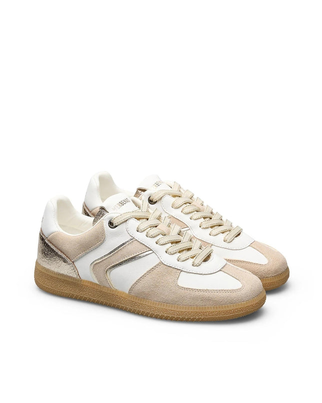 Verbenas Sneakers Bassa Donna in Pelle Bianca Profili Oro - MARIO SPATARELLA
