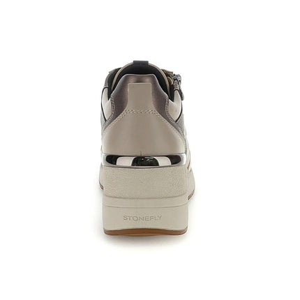 Stonefly Sneakers con Zeppa Lacci e Zip in Pelle Taupe - MARIO SPATARELLA