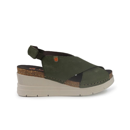 Jungla Sandali Donna con Zeppa in Pelle Verde 8027 PRADO Jungla 