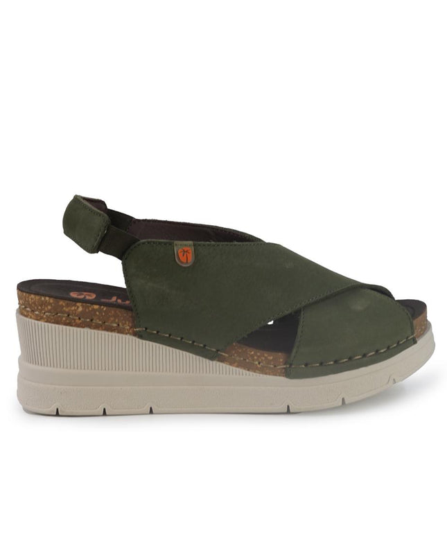 Jungla Sandali Donna con Zeppa in Pelle Verde 8027 PRADO Jungla 