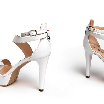 NeroGiardini Sandali Donna con Tacco Stiletto e Plateau in Pelle Bianca - MARIO SPATARELLA