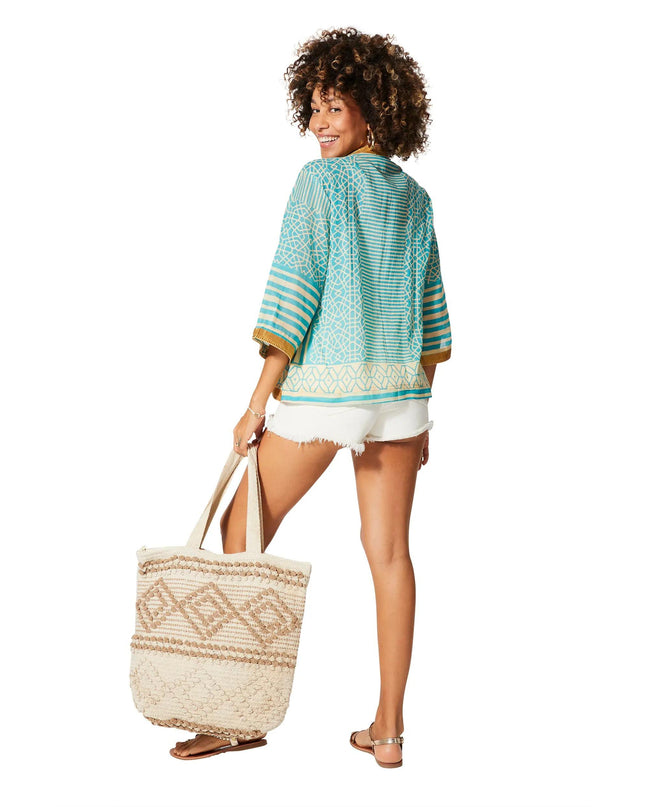 Kimono Estivo Corto Azzurro KIMONO ESTIVO KIM8502I La Mano Boho 