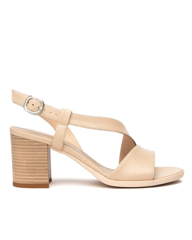 NeroGiardini Sandali con Tacco in Pelle Lino Beige - MARIO SPATARELLA