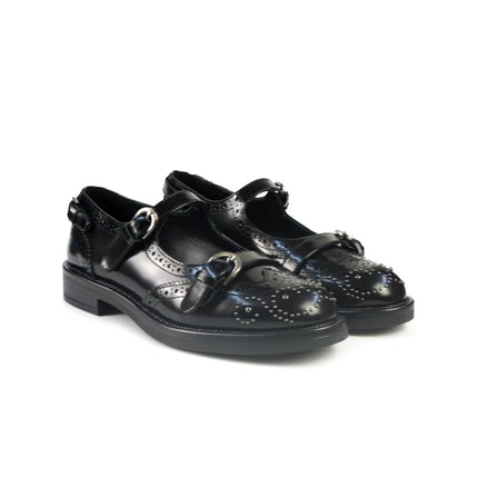 Ballerine Bruno Premi con Cinturini Monogramma e Borchie in Pelle Nero BM1806 BLACK Bruno Premi 