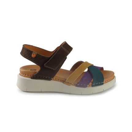 Jungla Sandali Donna Zeppa Bassa in Pelle Multicolor 8182 TEAL Jungla 