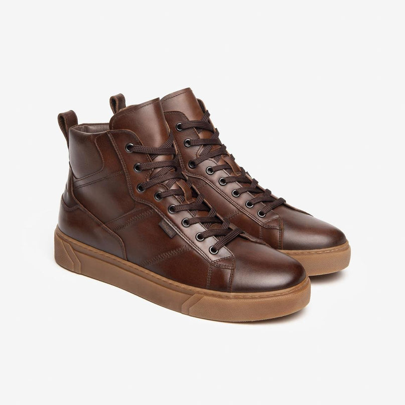 Nero Giardini Sneakers Alta Uomo in Pelle Marrone - MARIO SPATARELLA