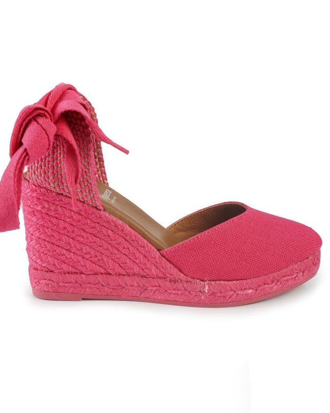 Viguera Espadrillas Alpargatas Donna con Lacci Lunghi in Lino Fuxia - MARIO SPATARELLA