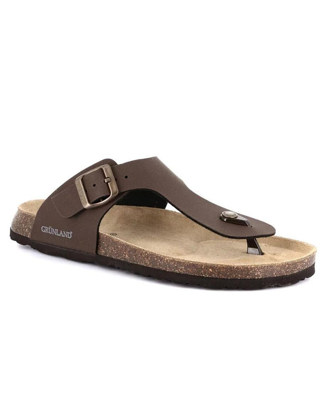 Grunland Sandali Infradito Uomo Plantare Sughero Doppia Fibbia Mogano - MARIO SPATARELLA
